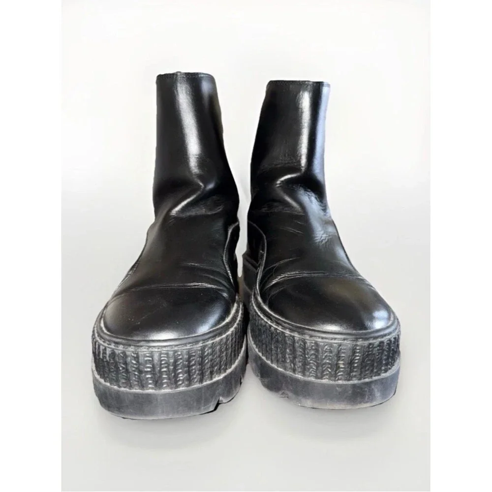 Fenty x PUMA Rihanna Platform Chelsea Sneaker Boots Size 9.5 Womens Black Used - Picture 2 of 8